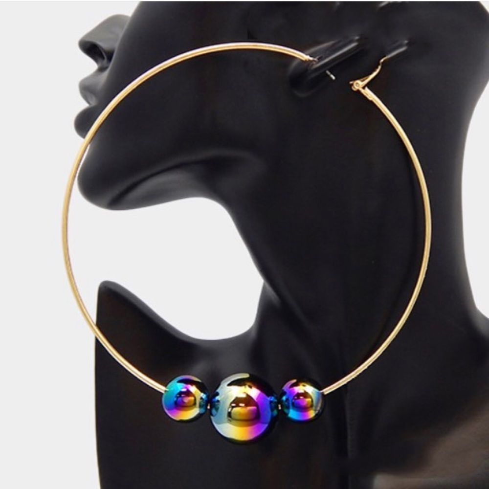 Iridescent Pearl Hoops